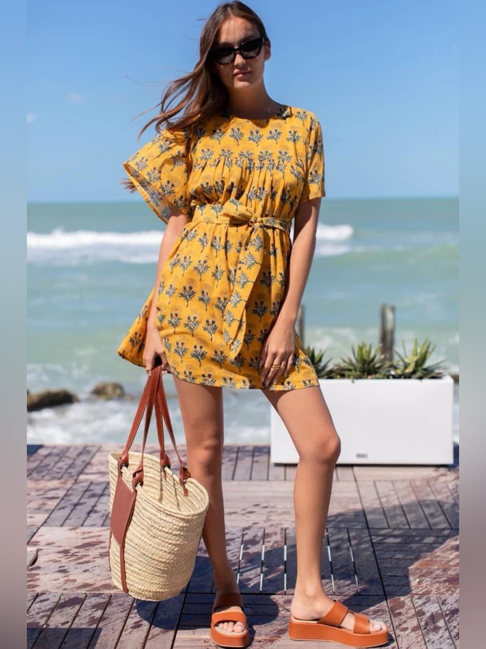 New Tuckernuck Emerson Fry Basalie Dress Big Marigolds Organic Cotton Large